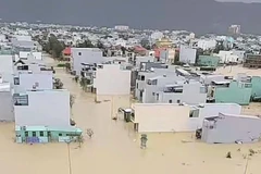 An overview of flood-hit areas in Hoai Nhon Dong ward, Gia Lai province. (Photo: VNA)