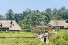 People visit the Muong village within the Vietnam National Village for Ethnic Culture and Tourism in Hanoi. (Photo: VNA)