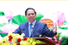 PM Pham Minh Chinh speaks at the first Party Congress of the Ministry of Construction on August 5. (Photo: VNA)