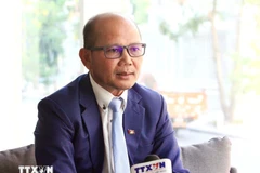 Uch Leang, Acting Director of the Department of Asian, African and Middle East Studies at the International Relations Institute of Cambodia under the Royal Academy of Cambodia (RAC), grants an interview to the Vietnam News Agency. (Photo: VNA)