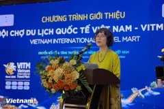 Nguyen Thi Hoa Mai, Deputy Director of the Vietnam National Authority of Tourism, speaks at a briefing in Hanoi (Photo: VietnamPlus)