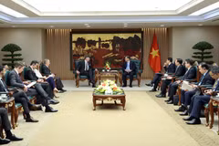 Standing Deputy Prime Minister Pham Gia Tuc (right) receives US Deputy Secretary of State Christopher Landau in Hanoi on June 10 (Photo: baochinhphu.vn)