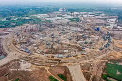 A panoramic view of the Trong Dong Stadium's construction site in Hanoi. (Photo: VNA) 