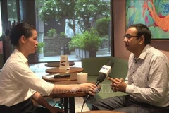 Journalist Rudroneel Ghosh speaks during an interview with the Vietnam News Agency’s resident correspondent in New Delhi. (Photo: VNA)