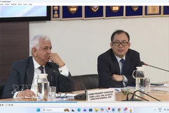 Do Thanh Hai (right), Deputy Director-General of the East Sea Institute under the Diplomatic Academy of Vietnam, speaks at the dialogue. (Photo: VNA)