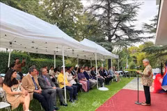 Indonesian Ambassador Dr. Bebeb A.K.N. Djundjunan addresses the ASEAN Day in Greece. (Photo: VNA)
