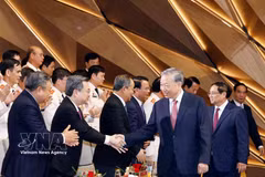 Party General Secretary and State President To Lam and delegates at the ceremony marking the 80th anniversary of the PPS advisory force (April 18, 1946–2026) in Hanoi on April 11 (Photo: VNA)