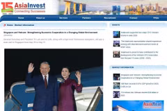 The article “Singapore and Vietnam: Strengthening Economic Cooperation in a Changing Global Environment” on Singaporean news site asiainvest.com.sg. (Photo: Screenshot)