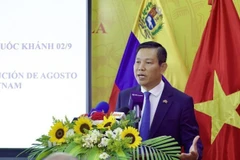 Vietnamese Ambassador to Venezuela Vu Trung My speaks at the event (Photo: Vietnamese Embassy in Venezuela)