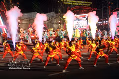 A mass performance of Vietnam's traditional martial arts during the festival's opening ceremony in Gia Lai on August 2, 2026. (Photo: VNA)