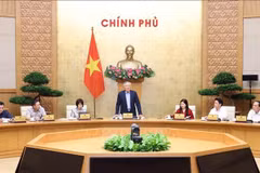 Permanent Deputy Prime Minister Nguyen Hoa Binh speaks at the meeting with representatives from ministries, agencies, international institutions, banks, investment funds and investors in Hanoi on April 28. (Photo: VNA)