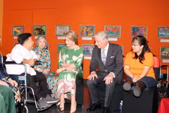 King Philippe and Queen Mathilde of Belgium meet with children affected by Agent Orange/dioxin in Ho Chi Minh City (Photo: VNA)