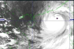 The location of Typhoon Ragasa's centre at 4pm on September 23 (Photo: VNA)
