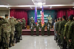 Senior leaders from the US Army and the Armed Forces of the Philippines salute their national flags during the opening ceremony for Exercise Salaknib 2026 at Fort Magsaysay, Philippines, April 6, 2026. (Photo: dvidshub.net)