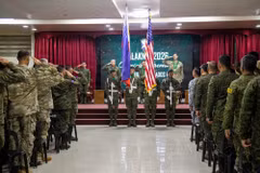 Senior leaders from the US Army and the Armed Forces of the Philippines salute their national flags during the opening ceremony for Exercise Salaknib 2026 at Fort Magsaysay, Philippines, April 6, 2026. (Photo: dvidshub.net)