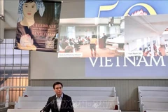 Ambassador Dang Hoang Giang, Permanent Representative of Vietnam to the UN, addresses the event "50th anniversary of peace and social progress in Vietnam".(Photo: VNA)