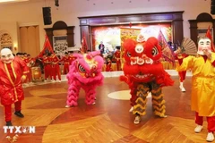 Lion dancing at the programme (Photo: VNA)