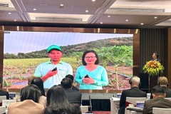 Vietfarm Food Joint Stock Company from Ninh Thuan province shares outcomes after receiving support from the project. (Photo: VietnamPlus)