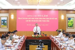 Party General Secretary To Lam speaks at the meeting with Party Central Committee's Commission for Internal Affairs. (Photo: VNA)