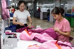 Garments for export to the EU market being produced at TNG Garment Corporation. (Photo: VNA)