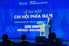 Lieutenant General Nguyen Minh Chinh, NCA Vice Chairman, speaks at the launch ceremony of the southern branch of the National Cybersecurity Association. (Photo: VNA)