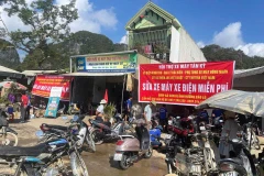 At the Roi junction in Tan Ky, hundreds of motorbikes line up patiently each day, waiting their turn to be “treated.” (Photo: VNA)