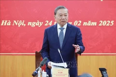 Party General Secretary To Lam addresses the working session with the Party Central Committee's Commission for Policies and Strategies on February 24. (Photo: VNA)