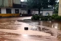 A storm with lightning strucks a molasses storage tank at a sugar mill, causing approximately 2,000 tonnes of molasses to spill out. (Photo: VNA)