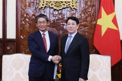 State President Luong Cuong (R) hosts a reception for Japanese Ambassador to Vietnam Ito Naoki in Hanoi on June 6. (Photo: VNA)