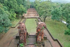 A view of an entrance road leading from the K Tower to the central area of the Mỹ Sơn Sanctuary. It would be a sacred road of Hindu Deities during the Champa Kingdom from previous centuries. (Photo courtesy of My Son Sanctuary's management board)