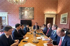 The Vietnamese delegation has a work meeting with Ireland's Department of Further and Higher Education, Research, Innovation and Science. (Photo published by VNA)
