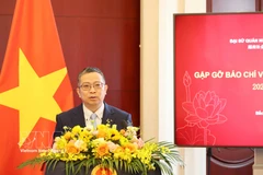 Vietnamese Ambassador to China Pham Thanh Binh speaks at the press conference (Photo: VNA)