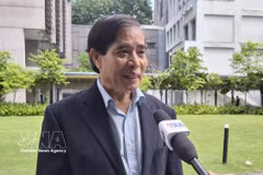 Professor Vu Minh Khuong from the Lee Kuan Yew School of Public Policy talks to the Vietnam News Agency. (Photo: VNA)