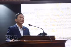 Vietnamese Ambassador to Laos Nguyen Minh Tam speaks at the event. (Photo: VNA)