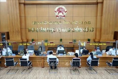 Receiving and processing documents from departments and sectors at the public administrative services centre of Bac Giang province. (Photo: VNA)