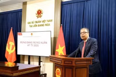 Vietnamese Ambassador to Russia Dang Minh Khoi speaks at the meeting. (Photo: VNA)