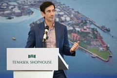 Aether Fuels founder and chief executive Conor Madigan speaking at the signing ceremony for the Project Beacon facility, which will be located on Pulau Bukom. (Photo: straitstimes.com)