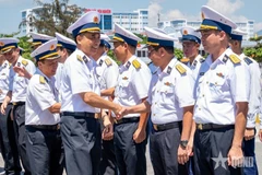 Delegation of the Vietnam People’s Navy at the see-off ceremony on May 5 in Nha Trang city, the south central province of Khanh Hoa. (Photo: qdnd.vn)