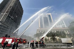 A fire drill in central District 1 of HCM City on January 11, which often sees large public events. (Photo: VNA)