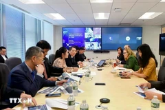 Deputy Minister of Finance Cao Anh Tuan holds a working session with Intel Corporation. (Photo: VNA)