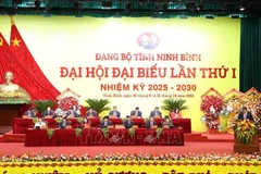 The Presidium of the first Party Congress of Ninh Binh province, for the 2025–2030 tenure (Photo: VNA)