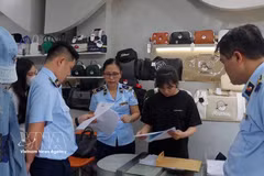 Officials from the Market Surveillance Department of Da Nang conduct inspections at business establishments in Hai Chau ward. (Photo: VNA)