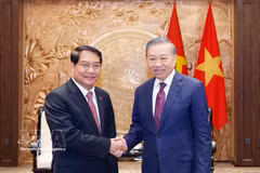 General Secretary of the Communist Party of Vietnam Central Committee and President of Vietnam To Lam (R) receives Athsaphangthong Siphandone, member of the Lao People’s Revolutionary Party Central Committee, Secretary of the Vientiane Party Committee and Chairman of the municipal People’s Council, in Hanoi on May 12, 2026. (Photo: VNA)