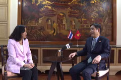 Vietnamese Ambassador to Thailand Pham Viet Hung (R) in the interview with the Vietnam News Agency's reporter. (Photo: VNA)
