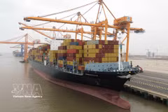 Cargo is handled at container terminals No. 3 and No. 4 of Hai Phong International Gateway Port. (Photo: VNA)