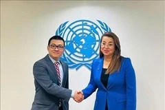 Ghada Waly, outgoing Executive Director of the UN Office on Drugs and Crime (UNODC) (R) and Vietnamese Ambassador to Austria Vu Le Thai Hoang (Photo: The Embassy of Austria in Vietnam)