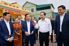 National Assembly Chairman Tran Thanh Man (second, right) leads a working delegation to inspect preparations for the election of deputies to the 16th NA and People’s Councils at all levels for the 2026–2031 term in Nghe An province on February 28. (Photo: VNA)