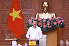 Prime Minister Le Minh Hung speaks at the working session with the Ministry of Justice. (Photo: VNA)