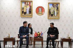 Vietnamese Ambassador to Thailand Pham Viet Hung (L) and Chiang Mai Governor Rattapol Naradisorn at their meeting on November 27 (Photo: VNA)