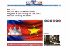 A screenshot of the article published in the Khmer Times (Photo: VNA)